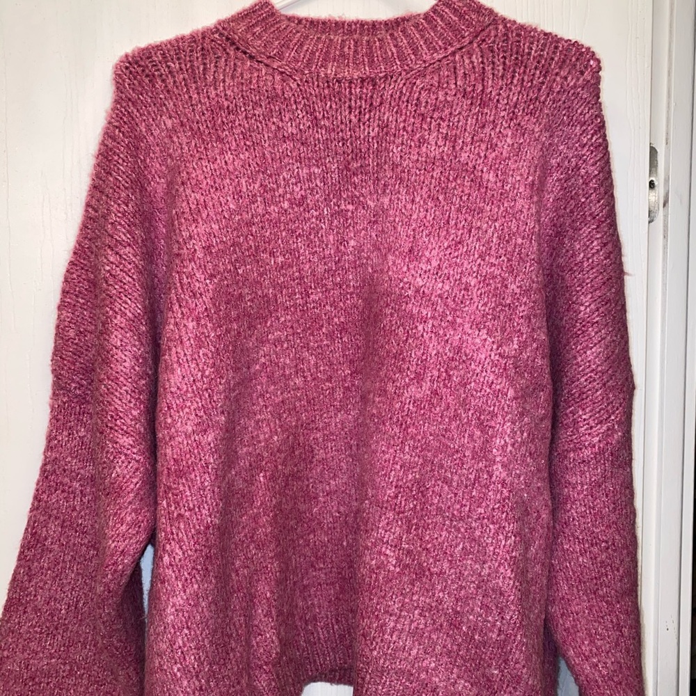 TRENDY  MOCK NECK HAIRY SWEATER